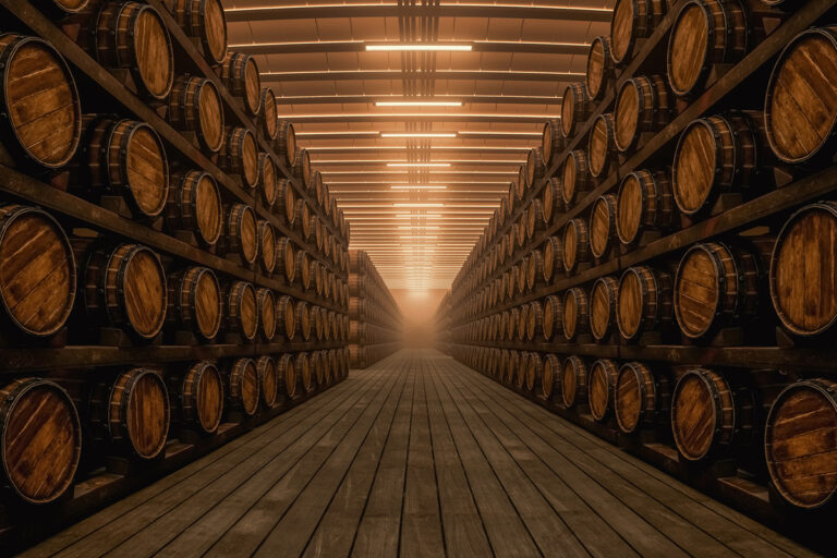 Dark room full of barrels